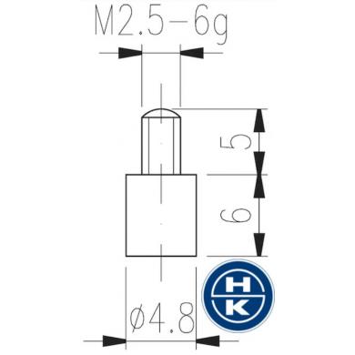 Dotyk D4,8 mm plochý M2,5 oceľ k odchýlkomeru