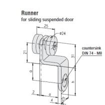 Runner for sliding suspended door, PG 40, Alu C-track 32×31