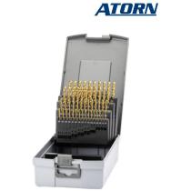 Vrták D1,0-5,9 mm sada HSSE DIN 338 TiN 50 ks ATORN