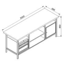 Pracovný stôl 2000 ZPD 200x850x685mm čierna/čercvená GUDE