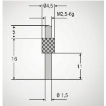 Dotyk D1,5 mm valcový M2,5 oceľ k odchýlkomeru Mahr