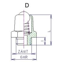Mazacia hlavica M6x1 zátka so závitom typ D ČSN 23 1476