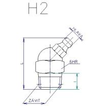 Mazacia hlavica M6x1 guľová uhlová 45° typ H2 DIN 71 412