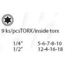 Hlavice vnitřní torx sada 9ks E5-E18