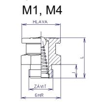 Mazacia hlavica M6x1 plochá - kruhová hlava typ M4 DIN 3404