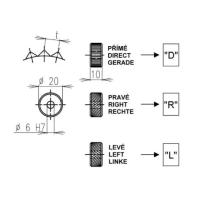 Vrúbkovacie koliesko tvárniace 20x10x6 P1,6 pravé ČSN 22 7155 NAREX