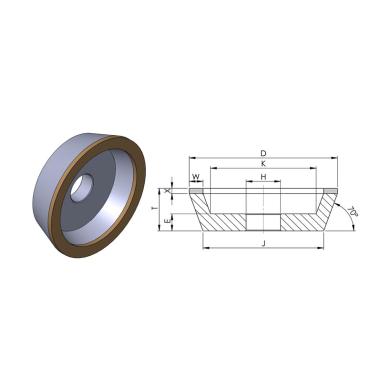 11A2 D100 W15 X6 H20 D40 PMC103 brúsny kotúč z diamantu