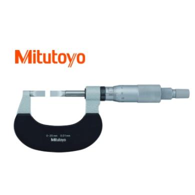 Mikrometer 0-25 / 0,01 strmeňový analógový s úzkymi meracími plochami Mitutoyo