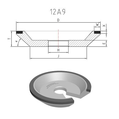 12A9 D150 X3 W6 H31,75 B46 R100 HMN100 C A brúsny kotúč z CBN/KBN