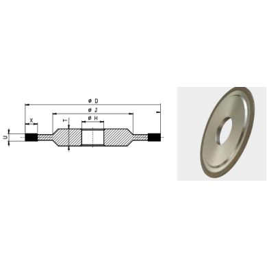 14A1 D125 U5 X10 H20 D54 Flutespeed FS-H5 brúsny kotúč z diamantu