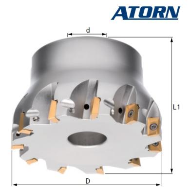 Frézovacie teleso uhlové D63mm 90° 8z s vnut.chladením ATORN