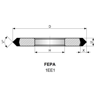 1EE1 D125 X4 V30° H22 D126 C75 BC diamantový brúsny kotúč