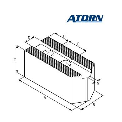 Čeľust nadstavbová mäkká 95x35x60mm M12 1,5mm x 60° E25 sada 3ks ATORN