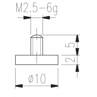 Dotyk D10 mm plochý M2,5 oceľ k odchýlkomeru