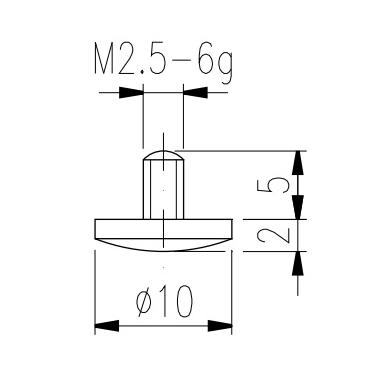 Dotyk D10 mm vydutý M2,5 oceľ k odchýlkomeru