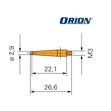 Merací dotyk 29mm závit M3 s oceľovou guličkou ORION