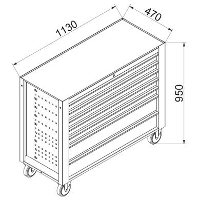 Vozík dielenský na náradie 4tools 5motion 7 šuflíkov 1130x950x470 čierny/červený