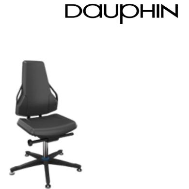 Stolička pracovná na kolieskach nastaviteľná čierna výška 470-610mm DAUPHIN