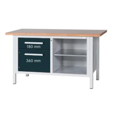 Stôl dielensky 1500x750x840 mm  1zásuvka+dvierka RAL7035/7016 HK