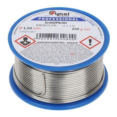 Spájka cín trubičkový D1,5mm 250g CYNEL