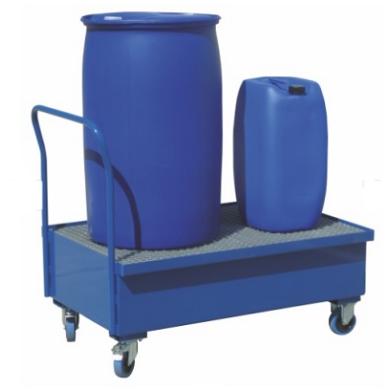 Vaňa záchytná 1200x800x405 mm 220 l oceľová pojazdná pre prepravu 2x200 l sudov