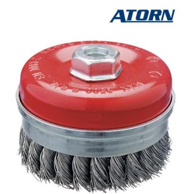 Kartáč D100 x 0,3 mm závit M14 okrúhly vlnitý oceľový drôtený ATORN
