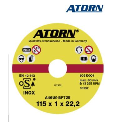 Rezný kotúč 180x1,5x22,23 mm A46U9 na nerez oceľ INOX ATORN
