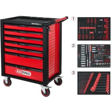 Vozík dielenský 7 zásuvky s náradím 215 dielny KS TOOLS RACINGline