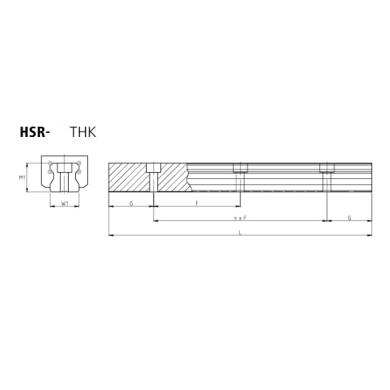 HSR 25 L=350 25/60 THK koľajnica