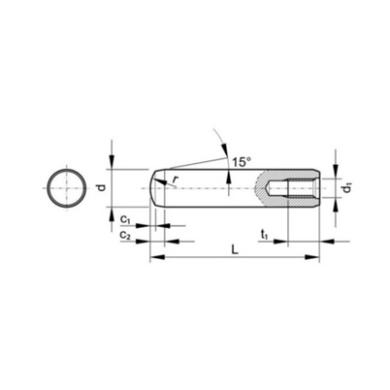 Kolík valcový D5 m3x30 kalený s vnútorným závitom DIN7979 ISO8735