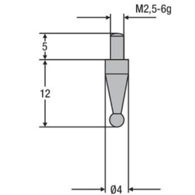 Dotyk D6 mm L=12 mm M2,5 6g pre odchýlkomer