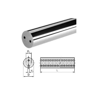 Tyč tvrdokovová kruhová D10 x 330 h6 CTS15D brúsená 2x priamy kanálik d1,0 TK2,8