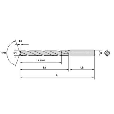 Vrták D18 8xD tvrdokov TiAlN DIN 6537 s výplachom VDS403A18000 WU25PD WIDIA