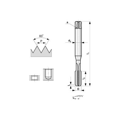 Závitník M8 2N HSS strojný priama drážka ČSN 22 3042 8/1371