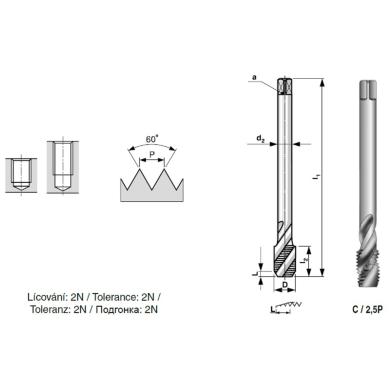 Závitník M27 2N HSS strojný špirálová drážka DIN 376