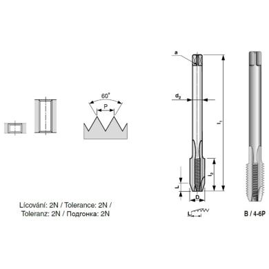 Závitník M6 2N HSS strojný priama drážka DIN 376