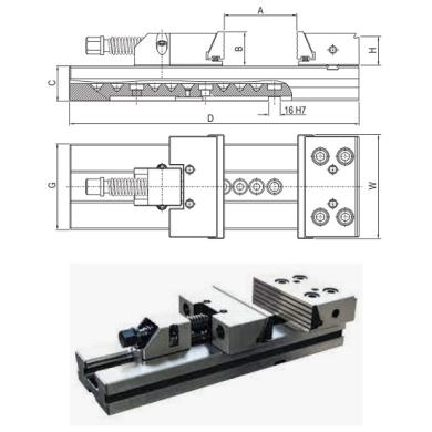 Zverák š.125 mm strojný presný s pohyblivými čeľusťami KINTEK