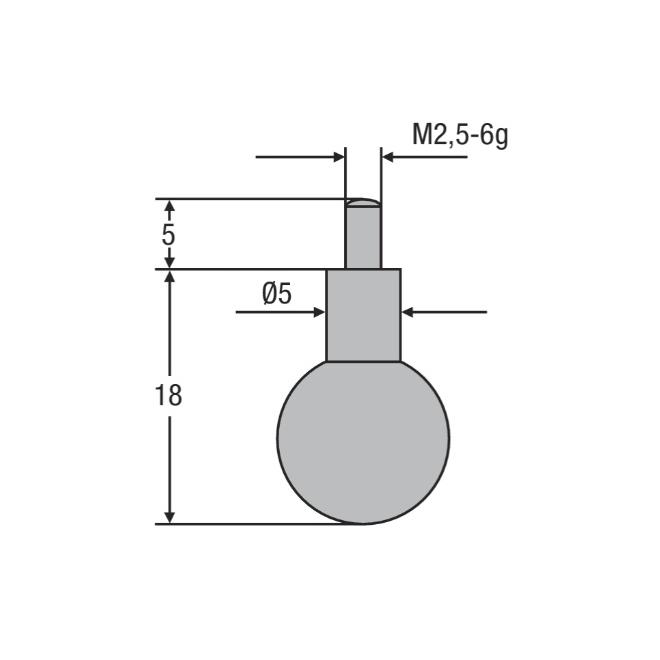 Dotyk D10 mm L18 mm guľa M2,5 Helios