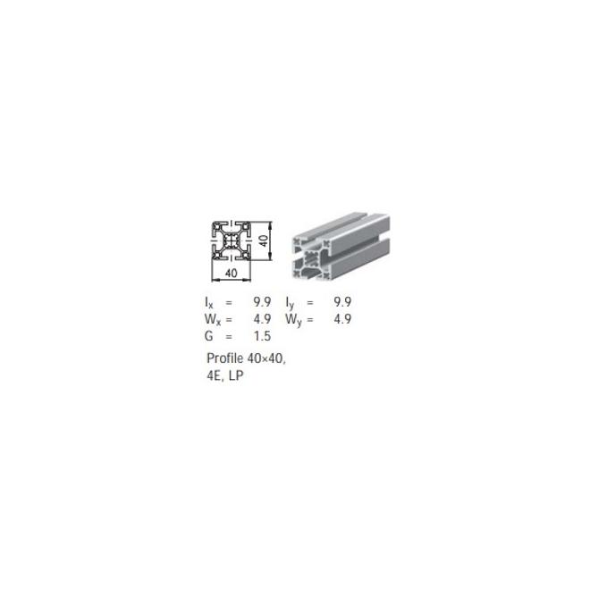 Profil 40x40 hliníkový - ľahký - hladký - drážka 4E prírodný elox MayTec