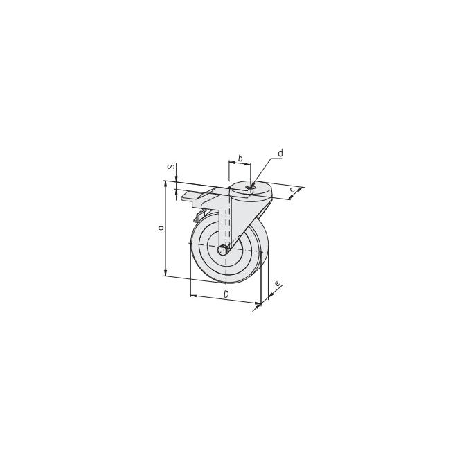 Otočné koliesko s brzdou D50, V=69mm MayTec