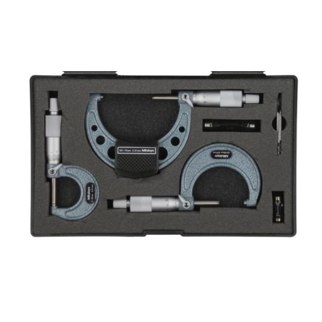 Mikrometer 0-75 / 0,01 DIN 863 strmeňový analógový Mitutoyo (sada 3ks)