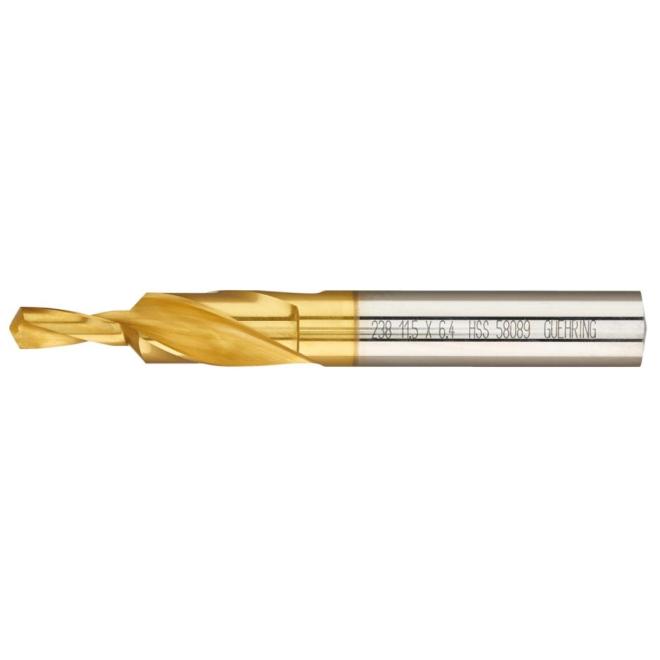Vrták stupňovitý D5,3x10mm pre M5 L-89/43/13 90° HSS TiN GUHRING