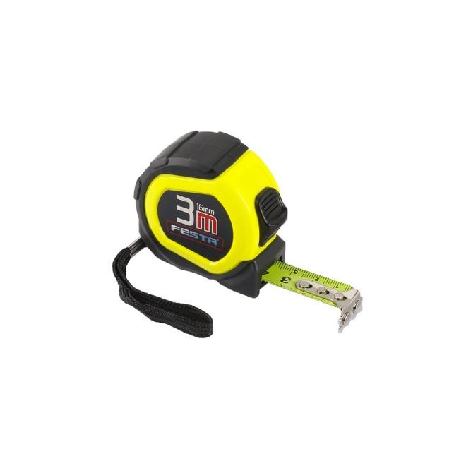 Zvinovací meter 3 m šírka 16 mm pogumovaný s magnetom FESTA