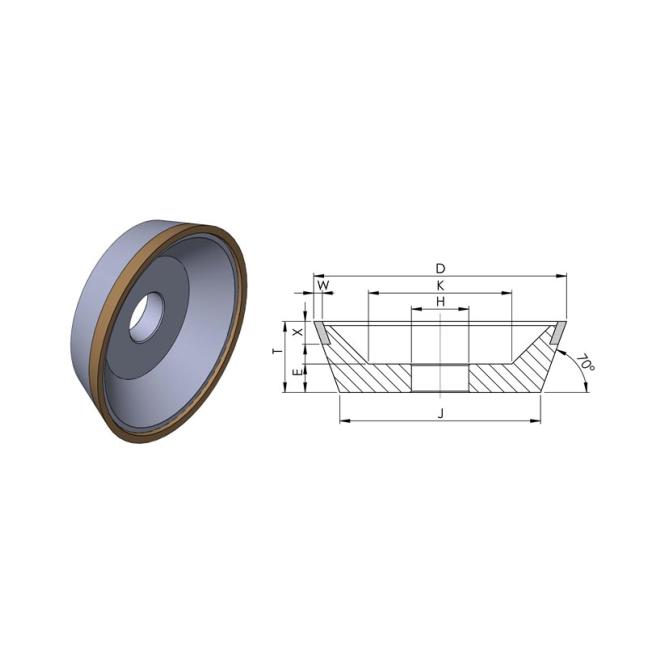 11V9 D100 T35 H20 D46 3-PD STARTEC-BASIC brúsny kotúč z diamantu Tyrolit