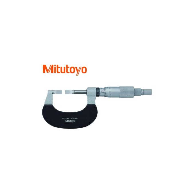 Mikrometer 0-25 / 0,01 strmeňový analógový s úzkymi meracími plochami Mitutoyo