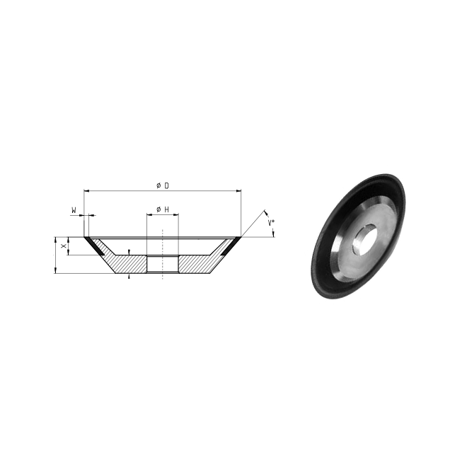 12V9 D125 W10 X3 H20 T25 B126 V300 brúsny kotúč z CBN