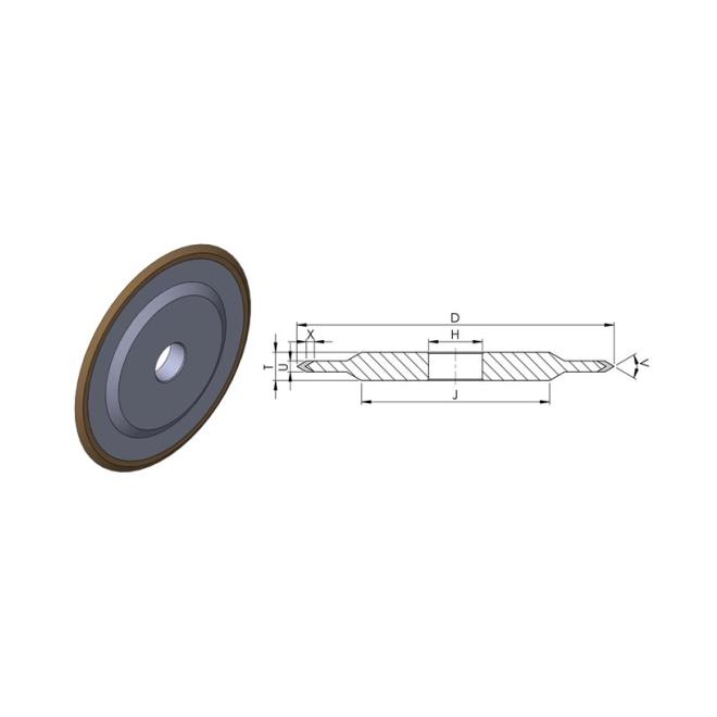 14EE1 D50 V30° X3 U5 H20 T15 D64 C100 metal brúsny kotúč z diamantu