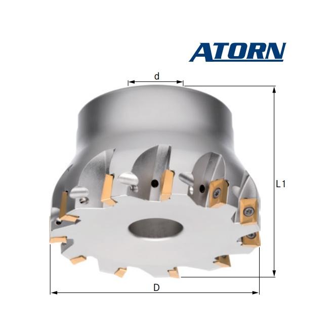 Frézovacie teleso uhlové D63mm 90° 8z s vnut.chladením ATORN