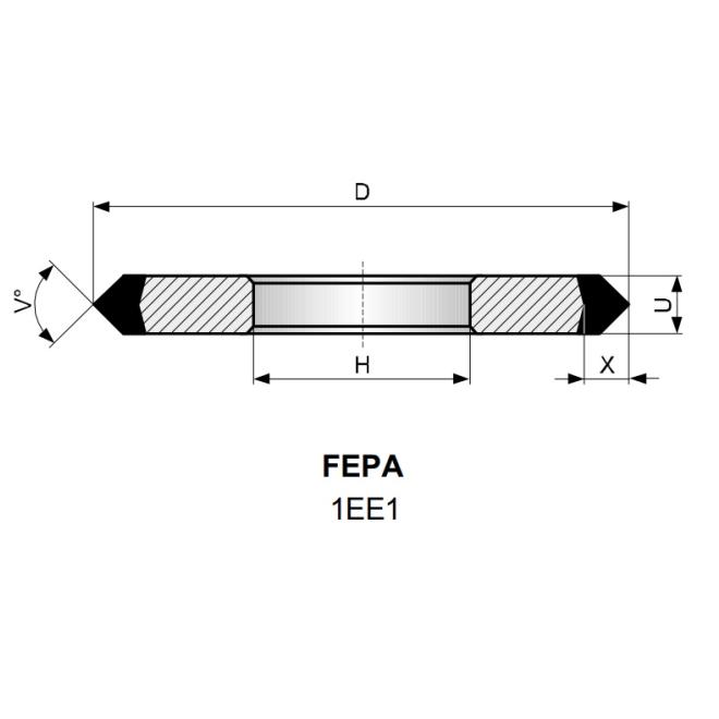 1EE1 D125 X4 V30° H22 D126 C75 BC diamantový brúsny kotúč