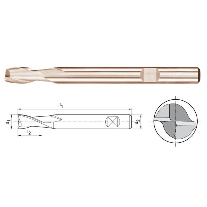 Fréza D16 123/32 2z HSSCo8 DIN 844-L FORMAT